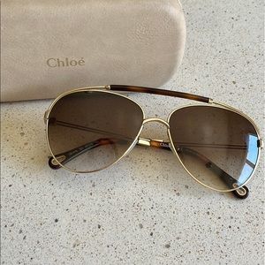 Chloe Tortoise Aviator Sunglasses